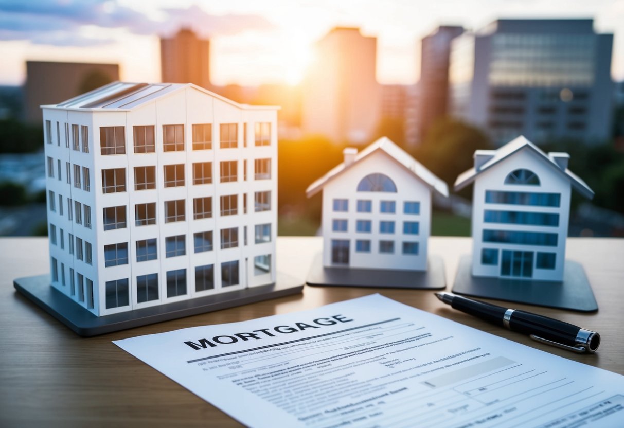A commercial building with various tax-efficient structures and a mortgage document