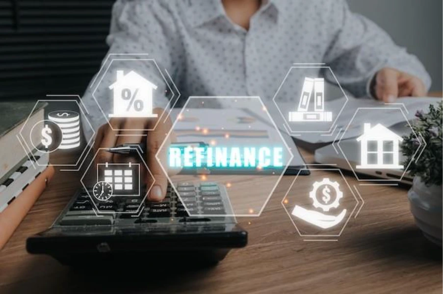 Refinancing commercial property showing calculator and financial planning tools for commercial mortgage refinance