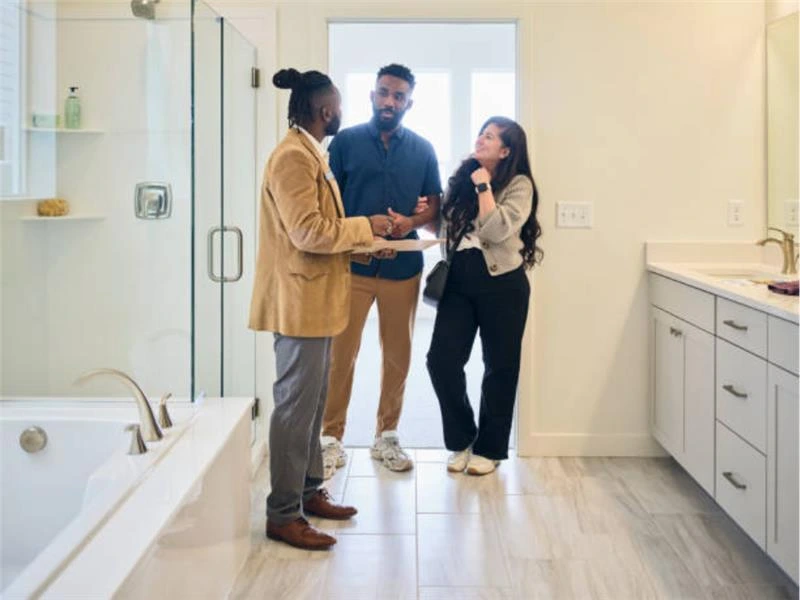 bathroom interior during HMO property inspection representing lender compliance and licensing assessment