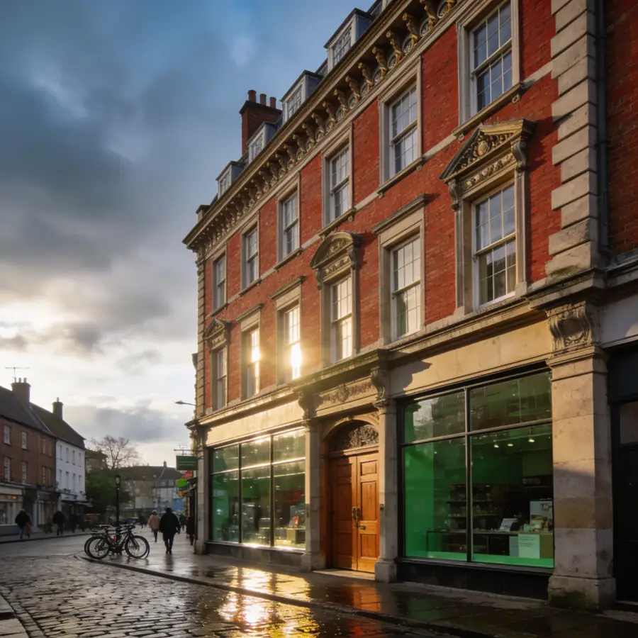 Semi-commercial property in the UK with a shop on the ground floor and flats above