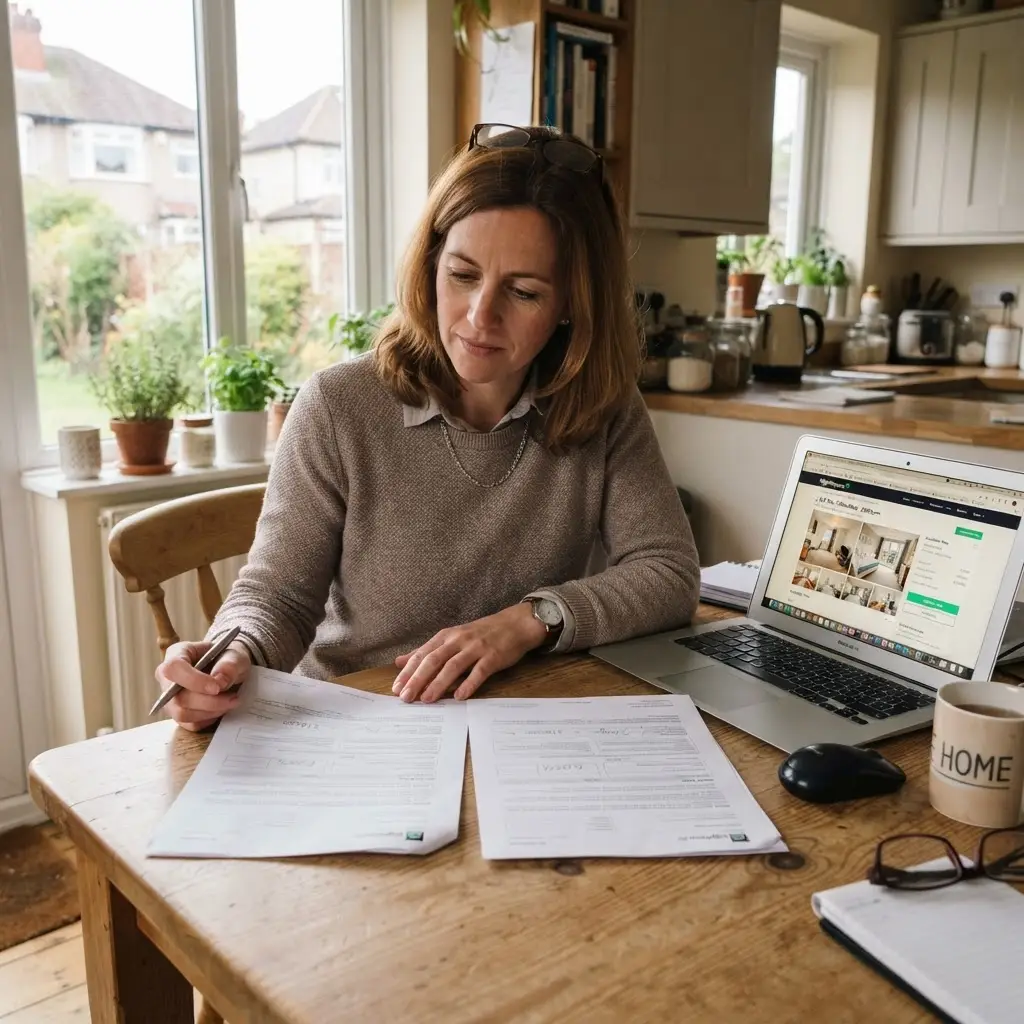 Landlord reviewing second charge mortgage paperwork for a buy-to-let property